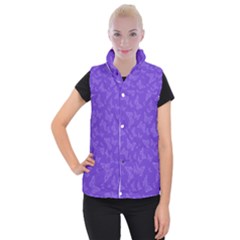 Violet Purple Butterfly Print Women s Button Up Vest by SpinnyChairDesigns