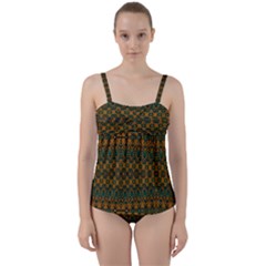 Boho Rustic Green Twist Front Tankini Set by SpinnyChairDesigns
