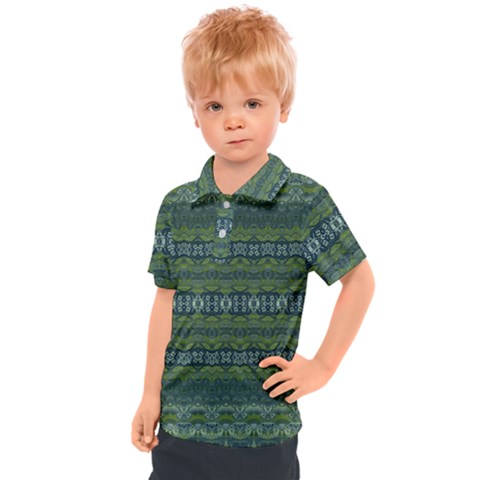 Boho Forest Green  Kids  Polo Tee by SpinnyChairDesigns