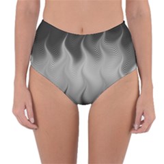 Abstract Black Grey Reversible High-waist Bikini Bottoms by SpinnyChairDesigns