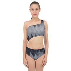 Abstract Black Grey Spliced Up Two Piece Swimsuit by SpinnyChairDesigns