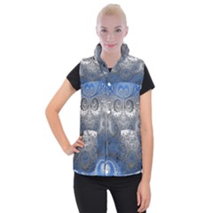 Blue Swirls And Spirals Women s Button Up Vest by SpinnyChairDesigns