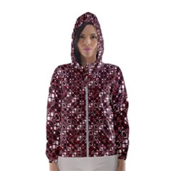 Abstract Red Black Checkered Women s Hooded Windbreaker by SpinnyChairDesigns