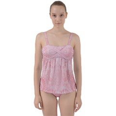 Pretty Pink Spirals Twist Front Tankini Set by SpinnyChairDesigns