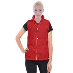 Red Spirals Women s Button Up Vest by SpinnyChairDesigns