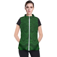 Emerald Green Spirals Women s Puffer Vest by SpinnyChairDesigns