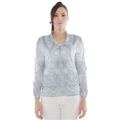 Ash Grey White Swirls Women s Windbreaker by SpinnyChairDesigns