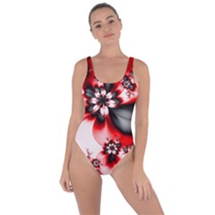 Abstract Red Black Floral Print Bring Sexy Back Swimsuit by SpinnyChairDesigns