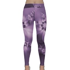 Royal Purple Floral Print Classic Yoga Leggings by SpinnyChairDesigns