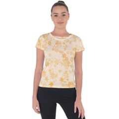 Yellow Flowers Floral Print Short Sleeve Sports Top  by SpinnyChairDesigns