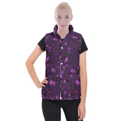 Purple Flowers Women s Button Up Vest by SpinnyChairDesigns