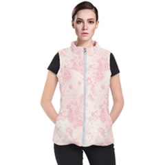 Baby Pink Floral Print Women s Puffer Vest by SpinnyChairDesigns