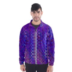 Boho Purple Floral Print Men s Windbreaker by SpinnyChairDesigns