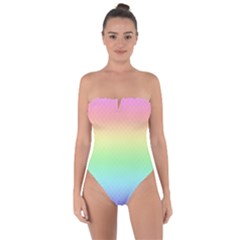 Pastel Rainbow Diamond Pattern Tie Back One Piece Swimsuit by SpinnyChairDesigns