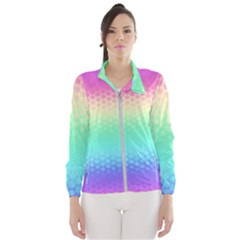 Rainbow Floral Ombre Print Women s Windbreaker by SpinnyChairDesigns