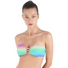 Rainbow Floral Ombre Print Twist Bandeau Bikini Top by SpinnyChairDesigns