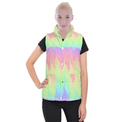Pastel Rainbow Flame Ombre Women s Button Up Vest by SpinnyChairDesigns
