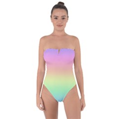 Pastel Rainbow Ombre Tie Back One Piece Swimsuit by SpinnyChairDesigns