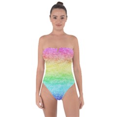 Rainbow Ombre Texture Tie Back One Piece Swimsuit by SpinnyChairDesigns