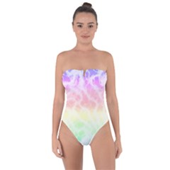 Pastel Rainbow Tie Dye Tie Back One Piece Swimsuit by SpinnyChairDesigns