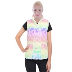 Pastel Rainbow Tie Dye Women s Button Up Vest by SpinnyChairDesigns