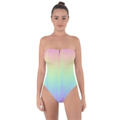 Pastel Rainbow Gradient Tie Back One Piece Swimsuit by SpinnyChairDesigns