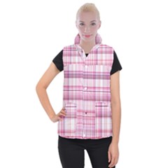 Pink Madras Plaid Women s Button Up Vest by SpinnyChairDesigns