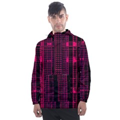 Pink Black Punk Plaid Men s Front Pocket Pullover Windbreaker by SpinnyChairDesigns