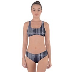 Black Punk Plaid Criss Cross Bikini Set by SpinnyChairDesigns