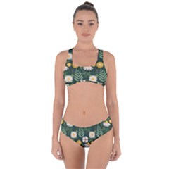 Flower Green Pattern Floral Criss Cross Bikini Set by Alisyart