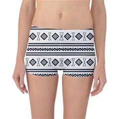 Black And White Aztec Reversible Boyleg Bikini Bottoms by tmsartbazaar