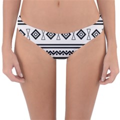 Black And White Aztec Reversible Hipster Bikini Bottoms by tmsartbazaar