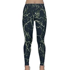 Neon Silhouette Leaves Print Pattern Classic Yoga Leggings by dflcprintsclothing