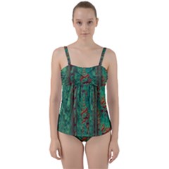 Color Fine Texture Green Twist Front Tankini Set by AnjaniArt