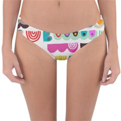 Scandinavian Folk Art Wave Craze Reversible Hipster Bikini Bottoms by andStretch