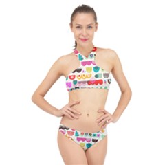 Scandinavian Folk Art Wave Craze High Neck Bikini Set by andStretch