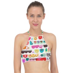 Scandinavian Folk Art Wave Craze Racer Front Bikini Top by andStretch