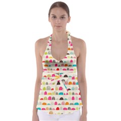 Scandinavian Folk Art Rainbow Road Babydoll Tankini Top by andStretch