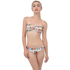 Scandinavian Folk Art Halfsies Classic Bandeau Bikini Set by andStretch