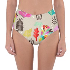 Scandinavian Foliage Fun Reversible High-waist Bikini Bottoms by andStretch