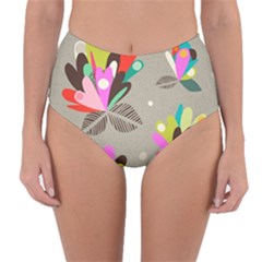 Scandinavian Flower Shower Reversible High-waist Bikini Bottoms by andStretch