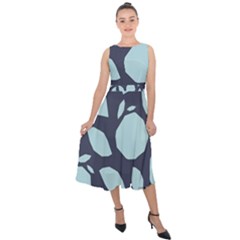 Orchard Fruits In Blue Midi Tie-back Chiffon Dress by andStretch