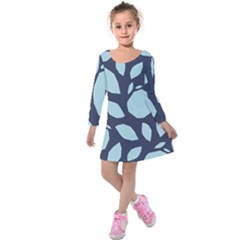 Orchard Fruits In Blue Kids  Long Sleeve Velvet Dress by andStretch