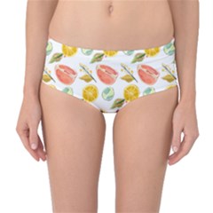 Citrus Gouache Pattern Mid-waist Bikini Bottoms by EvgeniaEsenina