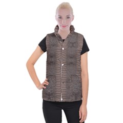 Brown Alligator Leather Skin Women s Button Up Vest by LoolyElzayat