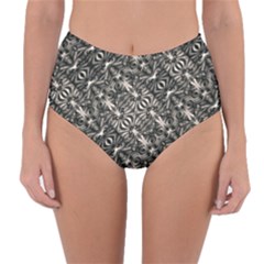 Modern Tribal Silver Ornate Pattern Print Reversible High-waist Bikini Bottoms by dflcprintsclothing