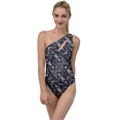 Modern Tribal Silver Ornate Pattern Print To One Side Swimsuit by dflcprintsclothing