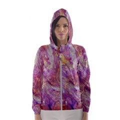 Marbling Abstract Layers Women s Hooded Windbreaker by meanmagentaphotography