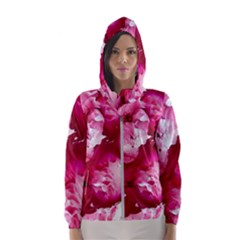 Peonie On Marbling Patterns Women s Hooded Windbreaker by kaleidomarblingart