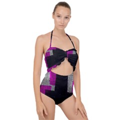 Abstract Tiles Scallop Top Cut Out Swimsuit by essentialimage